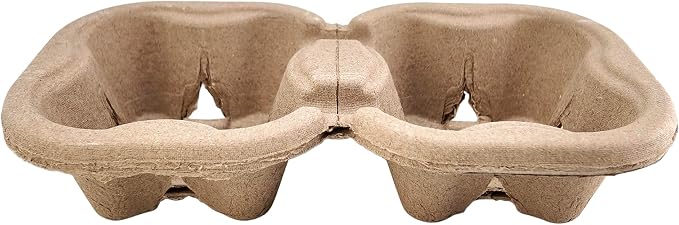 2 Cup Compostable Paper Pulp Cup Carrier, 30 Pack Heavy Duty Disposable Coffee - Image 3