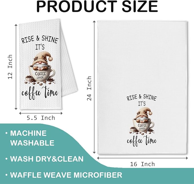 Coffee Gnome Kitchen Dish Towel, Hand Tea Bar Towel - Image 7