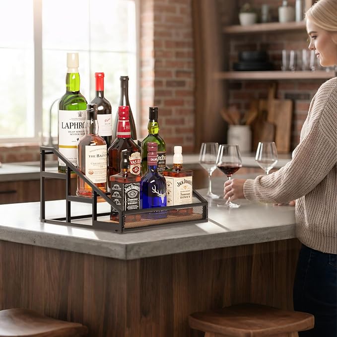 B4Life 3-Tier Liquor Bottle Display Shelf, Countertop Liquor Wine Rack - Image 6