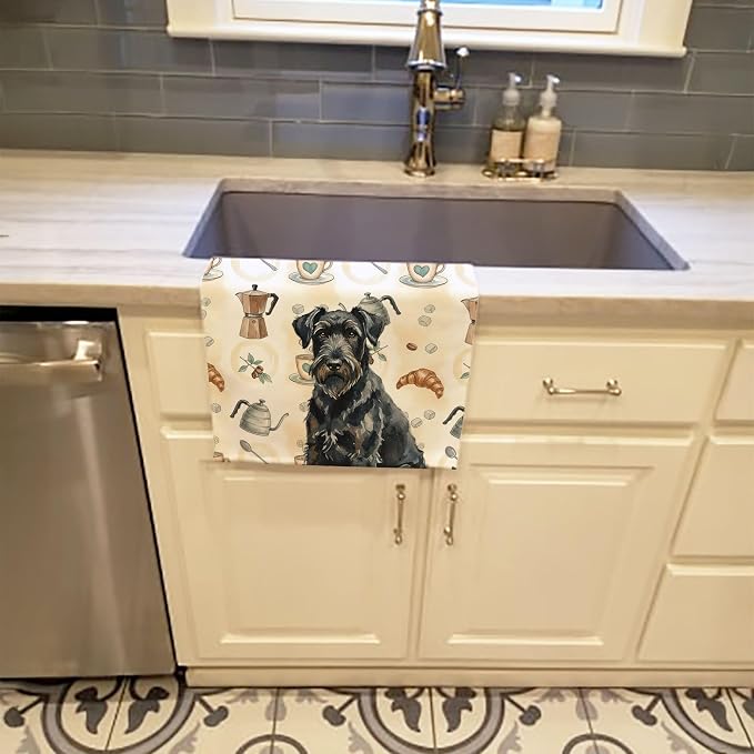 Caroline's Treasures Black Russian Terrier Coffee Bar Kitchen Towel Velour - Image 2