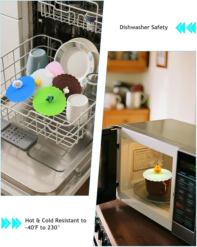 8PCS Silicone Cup Lids Mug Cover, Colorful Food Grade Anti-dust Airtight Seal - Image 6