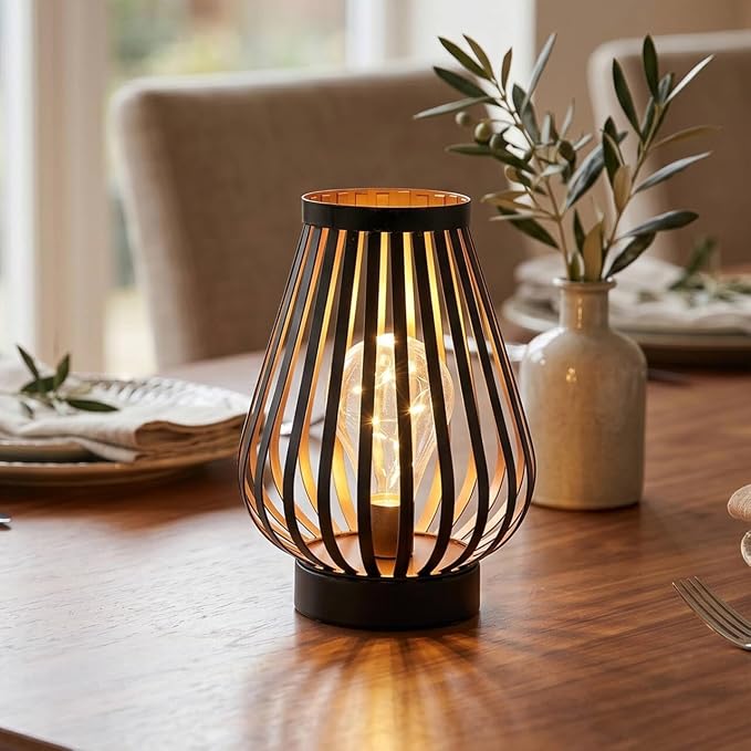 JHY DESIGN Metal Cage LED Lantern 8.7''H Battery Powered Cordless Accent Light - Image 2