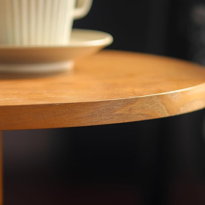 Small Round Side Table in Light Oak, Mid-Century Modern End Table - Image 6