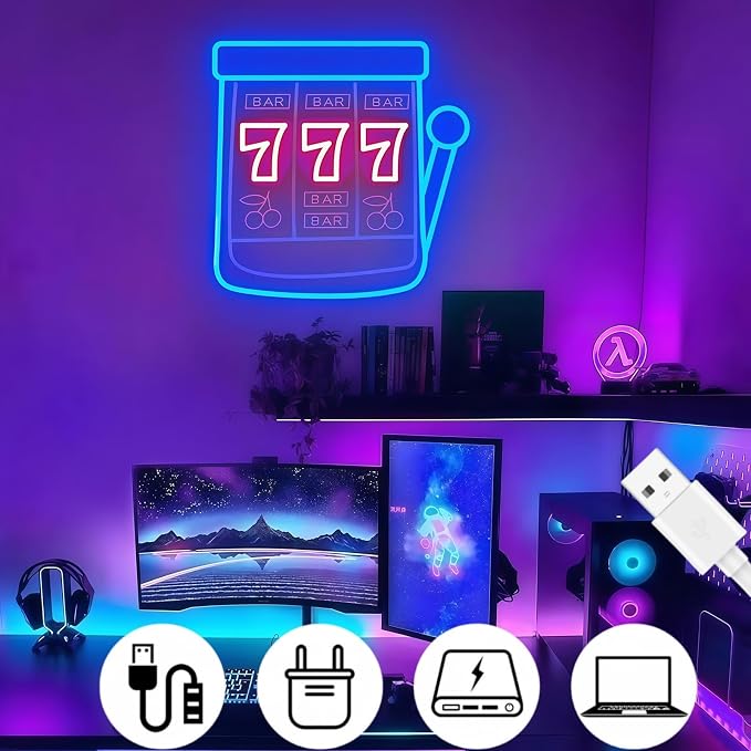 Custom Slot Machine Neon Sign, Casino Neon Light - Image 5