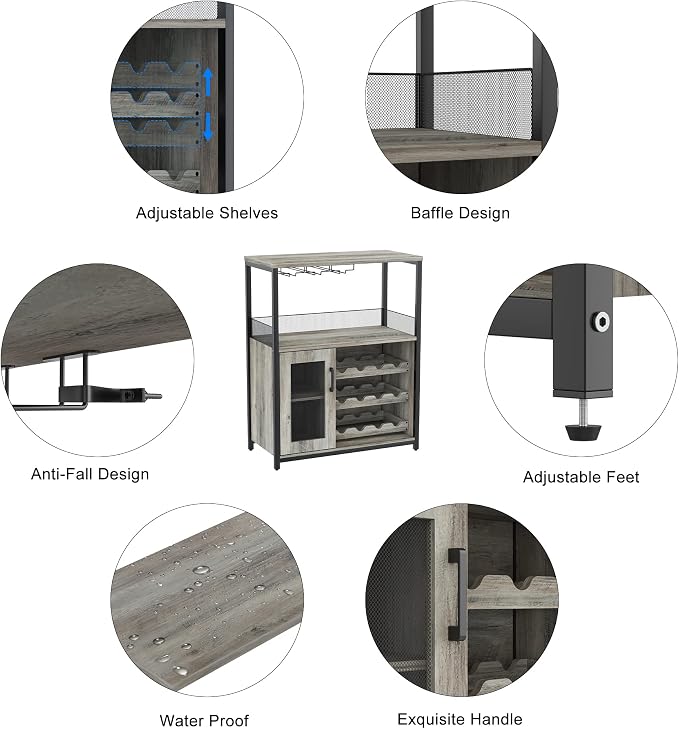 IDEALHOUSE 3-Tier Wine Bar Cabinet - Image 5