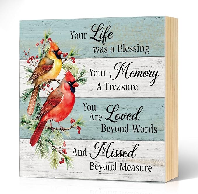 Your Life Was A Blessing Wood Block Plaque Box Sign by Unknown