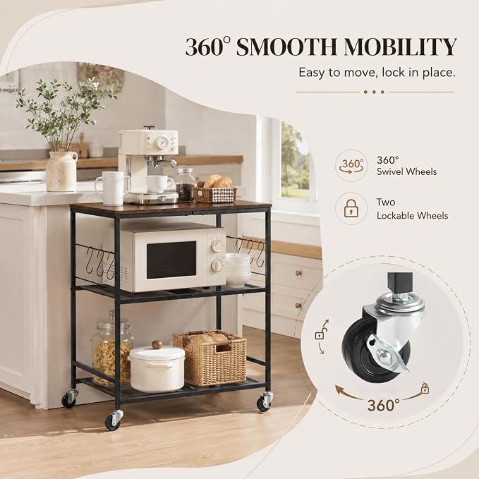 3-Tier Rolling Microwave Cart - Image 3