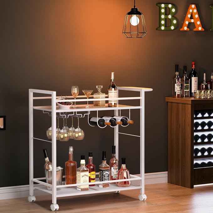 Joaxswe Bar Cart, Home Bar Serving Cart - Image 3