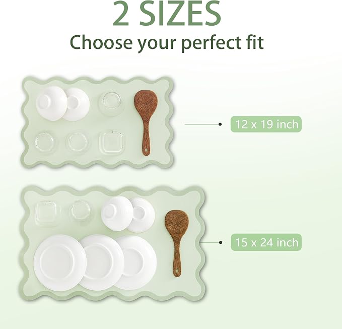 Scalloped Dish Drying Mat for Kitchen Counter, Absorbent Easy Clean Non-slip - Image 7