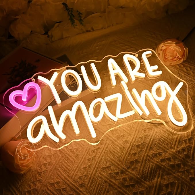 SYLHOME Led Neon Light Sign You Are Amazing Heart Classroom Kids Room Besroom - Image 7