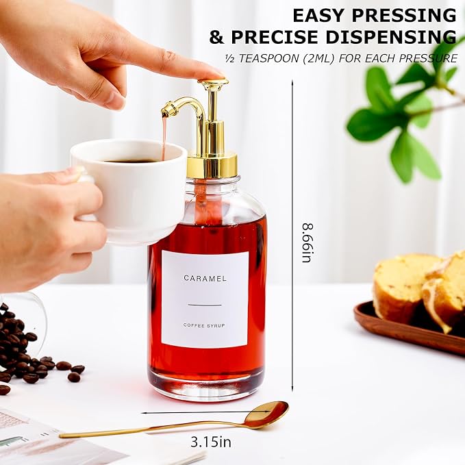 Coffee Syrup Dispenser for Bar, Glass Syrup Bottle - Image 4