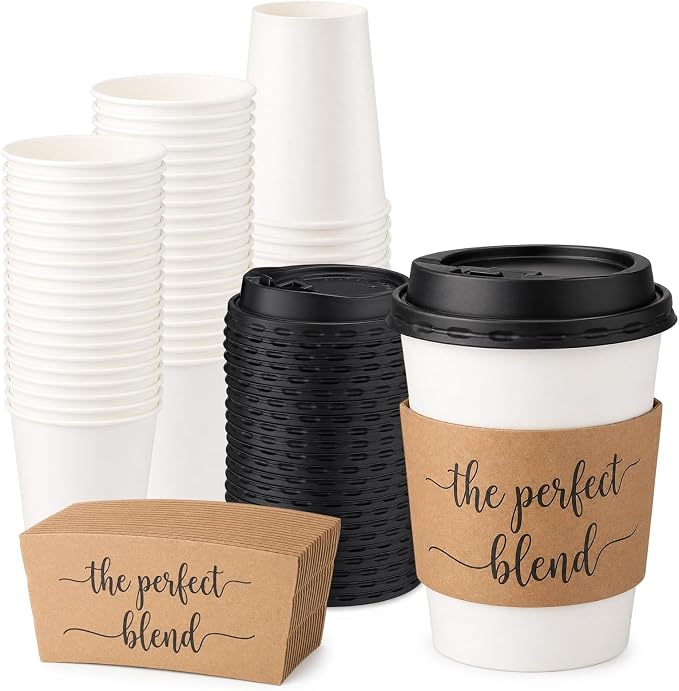 Jingmore 50 Sets 12 oz Wedding Coffee Paper Cup Sets The Perfect Blend by Jingmore