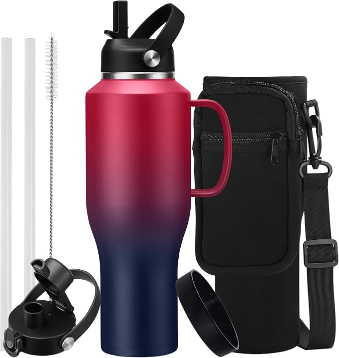 40 OZ Insulated Water Bottles Fits in Cup-Holder by DIGJUPER
