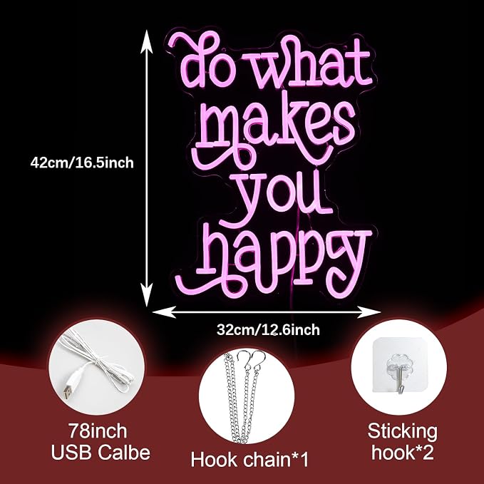 Do What Makes You Happy Neon Sign USB powered Pink Letters Led Neon Light - Image 2