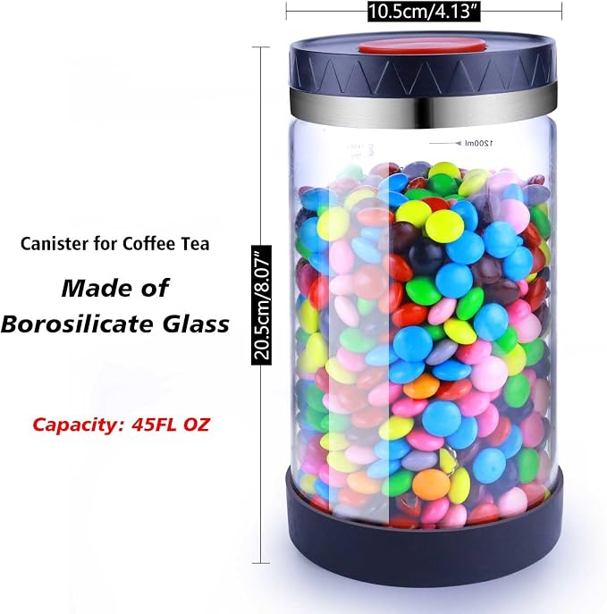 Airtight Coffee Canister – Top Push seal container, Thicker Borosilicate Glass - Image 3