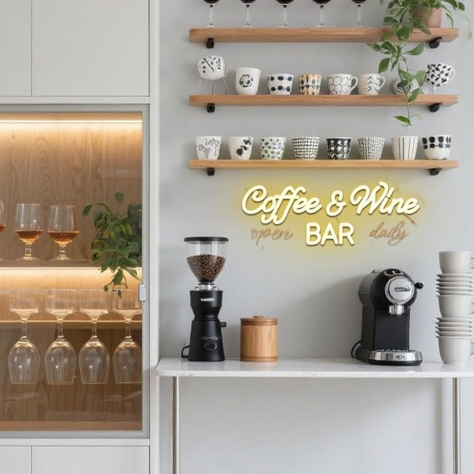 Coffee & Wine Neon Sign for Wall Decor Dimmable 16.54" x 6.54" Led Sign for - Image 4