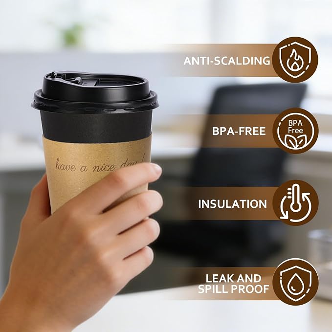 BYSNOW 500 pack 16 oz Disposable Coffee Cups - Image 3