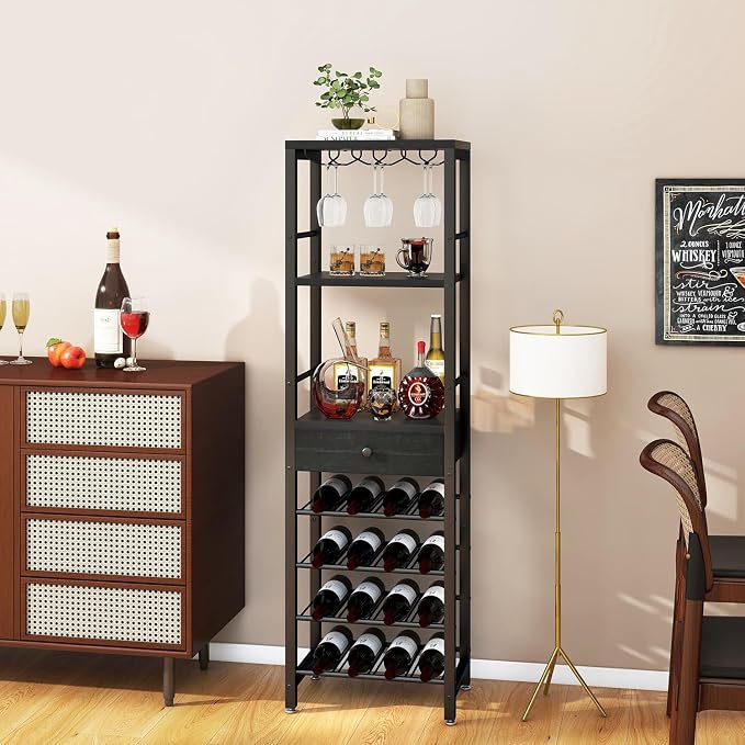 IBUYKE Wine Rack Freestanding Floor, Bar Cabinet - Image 8