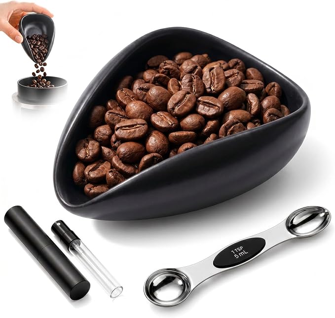 Ceramic Coffee Bean Dosing Cup + 10ml/0.35oz Sprayer + 5ml/0.18oz Dual-Headed by MISHANIER