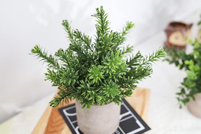 Der Rose 3 Pack Mini Potted Fake Plants Artificial Plastic Eucalyptus Plants - Image 5