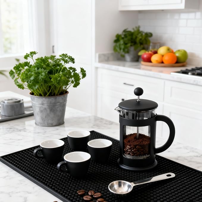 4 Pack 6 x 12 Inch Rubber Bar Service Mat, Coffee Bar Mats - Image 6
