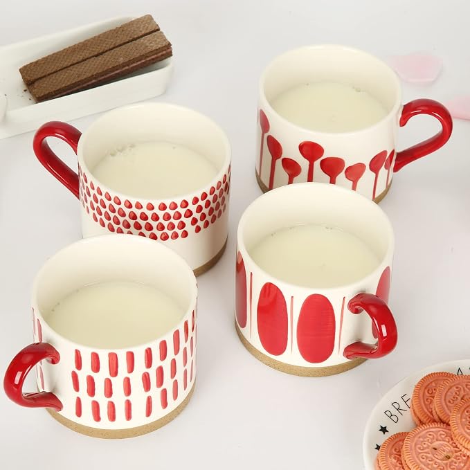 Koja 16 oz Premium Hand Painted Porcelain Ceramic Mug Set, Large Coffee & Tea - Image 4