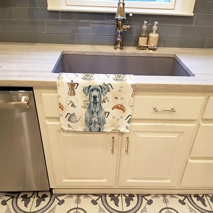 Caroline's Treasures Blue Great Dane Coffee Bar Kitchen Towel Velour Plush - Image 2