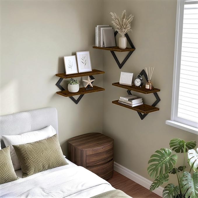 Floating Shelves Set of 3, Decorative Rustic Wall Shelves - Image 3