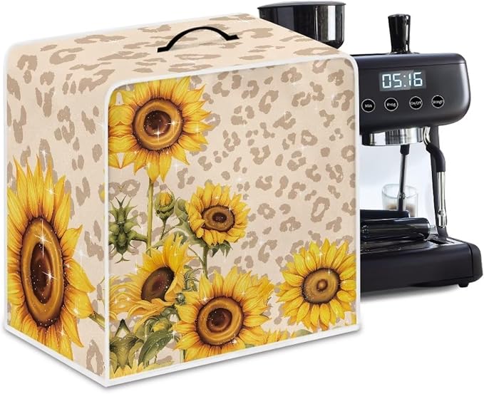Leopard Sunflower Coffee Maker Covers, Anti Dust Covers - Image 2