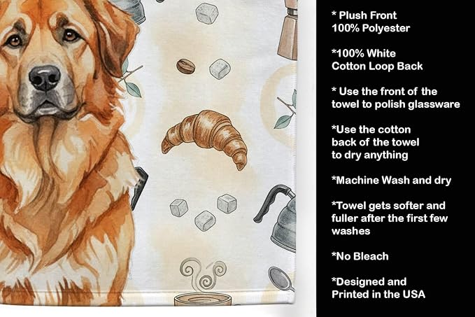 Caroline's Treasures Red Leonberger Coffee Bar Kitchen Towel Velour Plush Front - Image 4