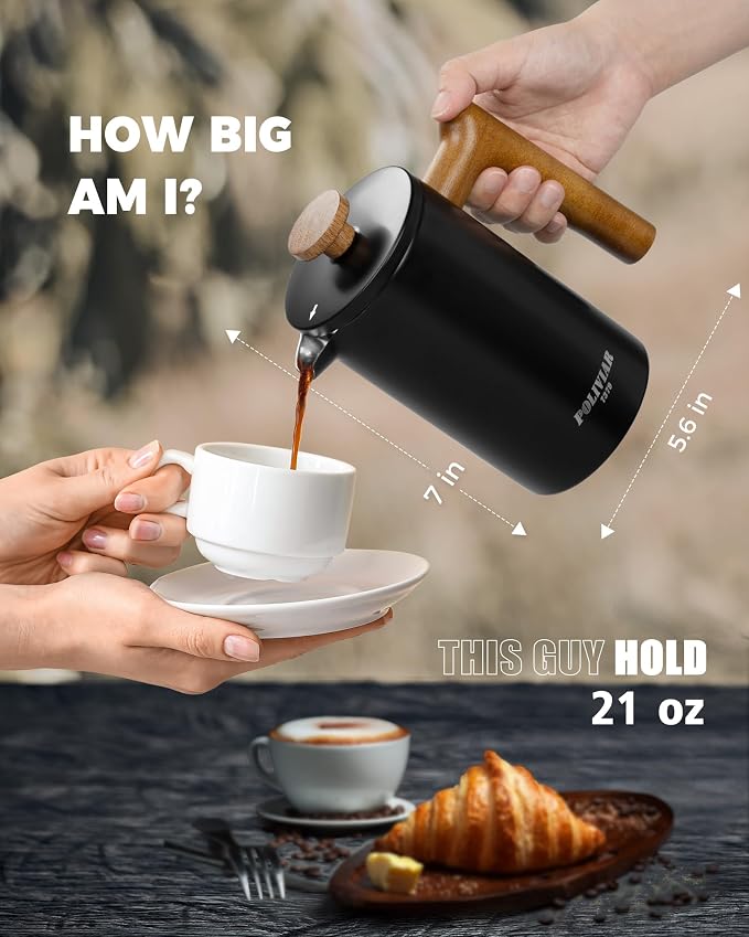 POLIVIAR French Press Coffee Maker, 21 oz Coffee Press - Image 5