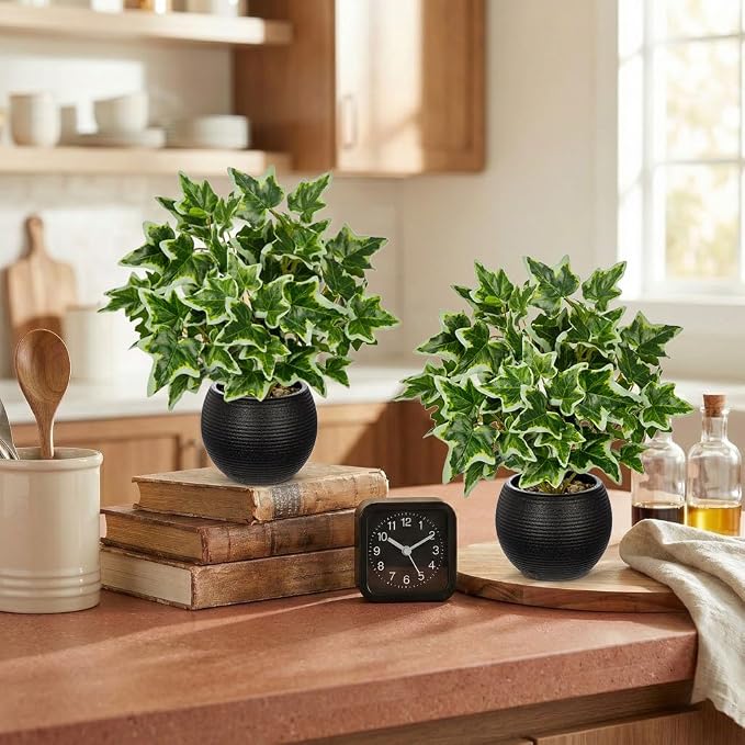 2 Packs Artificial Plants in Black Pot - Image 3