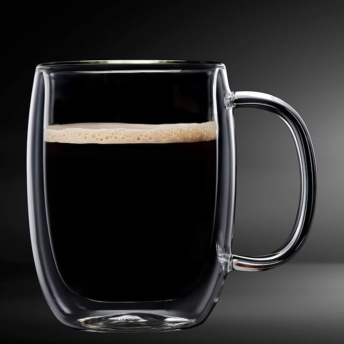 Safdie & Co. 2 PCS Set Insulated, Cappuccino Cups, Glass Coffee Mug, Transparent - Image 3
