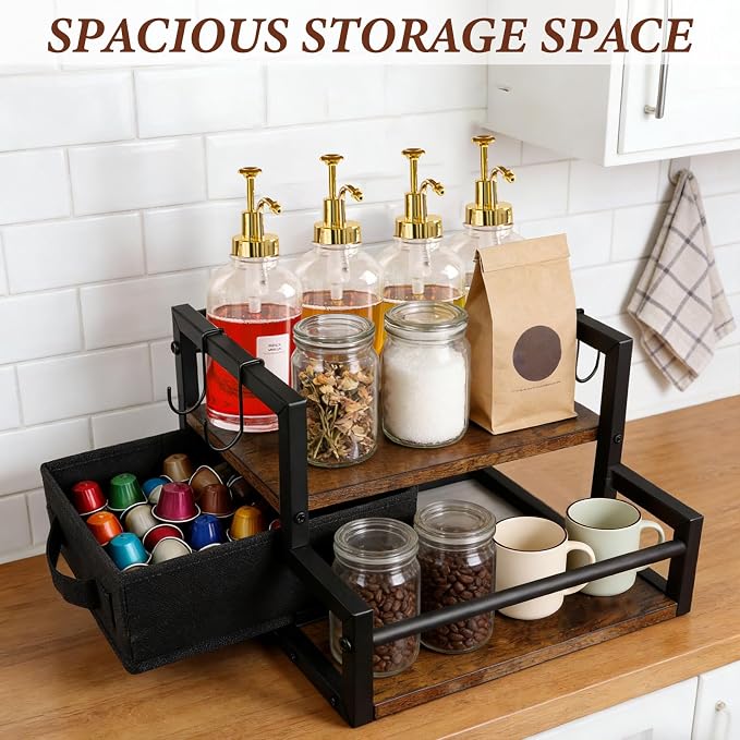 2-Tier Coffee Syrup Organizer Rack, Holds 12 Bottles Syrup Rack - Image 2