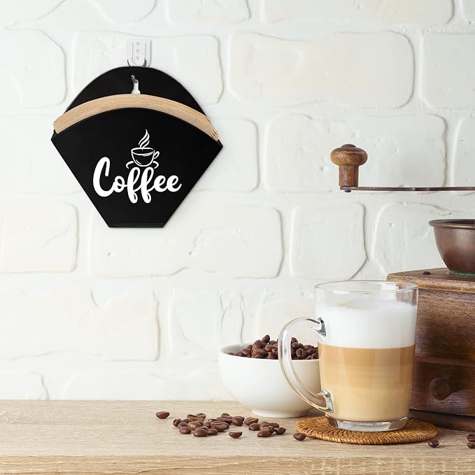 Yalikop Cone Coffee Filter Holder Farmhouse Filter Storage Container Wall-mount - Image 2