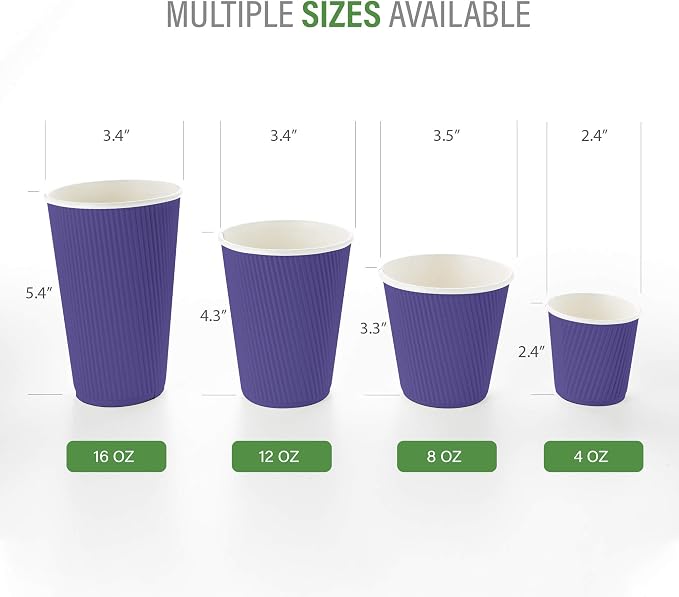 Restaurantware Ripple Wall Coffee Cups 25 Count 12 Ounce Insulated Royal Purple - Image 3