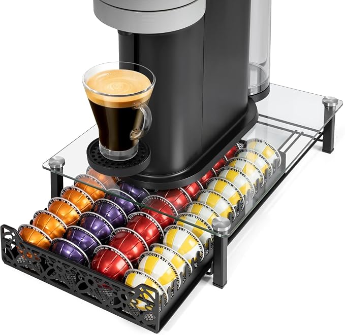 RECAPS Crystal Tempered Glass Coffee Pod Drawer Organizer Compatible by RECAPS