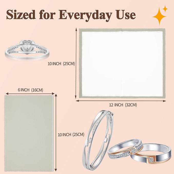 Bonison 3 Pack Large Silver Polishing Cloth – 10"x12" Jewelry Cleaning Cloth & - Image 2