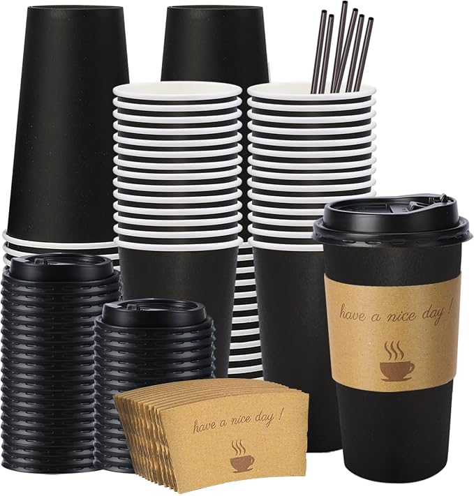 BYSNOW 20 oz 50 pack Disposable Paper Coffee Cups, Paper To Go Cups by BYSNOW