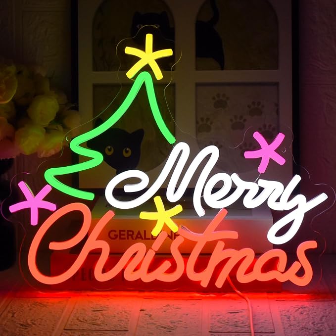 Merry Christmas Neon Sign for Wall Decor, Christmas Tree Neon Light USB by UExnkj-Y