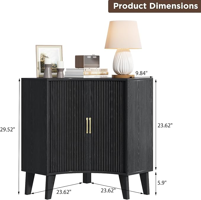 Fluted Corner Cabinet, Small Corner Floor Cabinet - Image 2