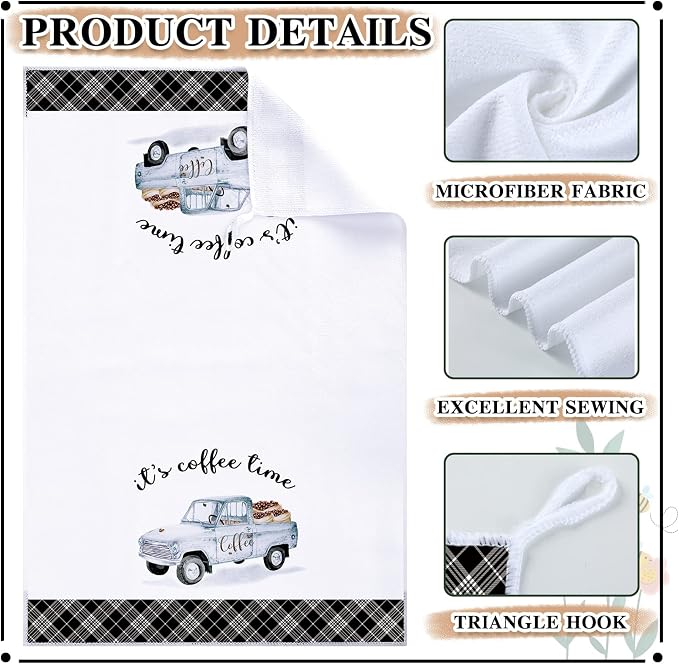 Ferraycle 4 Pieces Kitchen Dish Cloths Coffee Kitchen Hand Towels Absorbent Tea - Image 5