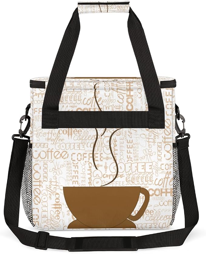 Coffee Cup Coffee Maker Carring Bag Coffee Texts Travel Carrying Storage Tote - Image 5