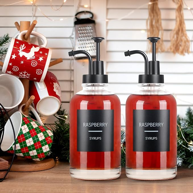 4PCS Coffee Syrup Dispenser, Glass Syrup Dispenser - Image 2