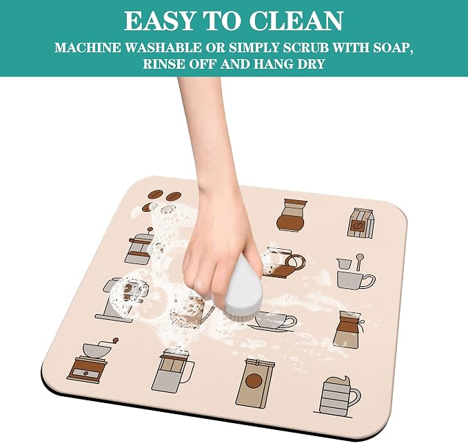 Fun Absorbent Coffee Bar Mat - Image 6