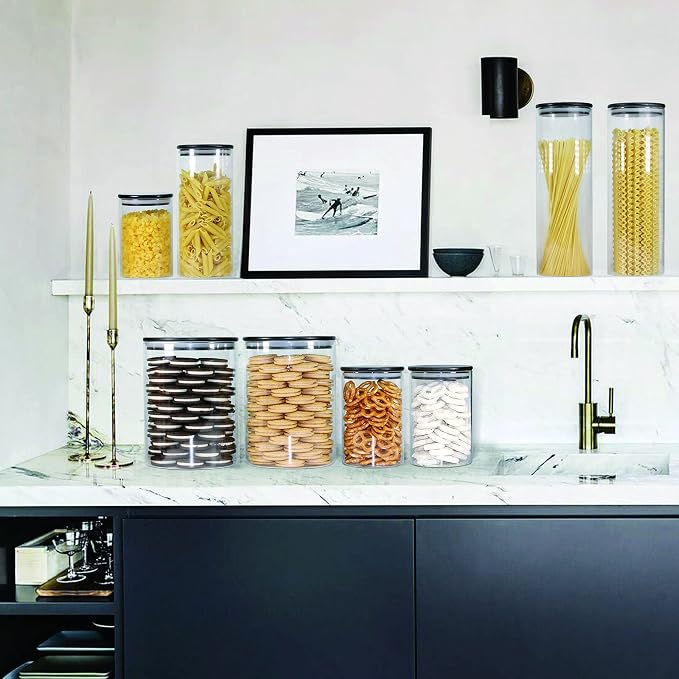 Urban Green Glass Jars with Black Bamboo Lids, Food Storage Containers with - Image 4