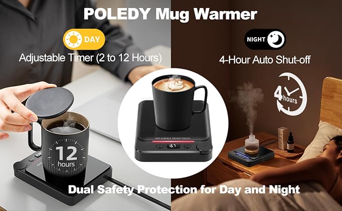 Fast Heating Coffee Mug Warmer, POLEDY Auto Shut Off Cup Warmer, Electric - Image 5