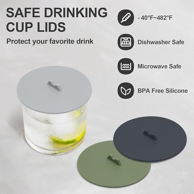 3 Pcs Silicone Cup Cover Lids, 3.9 Inch Reusable Anti-dust Mug Covers Colored - Image 5