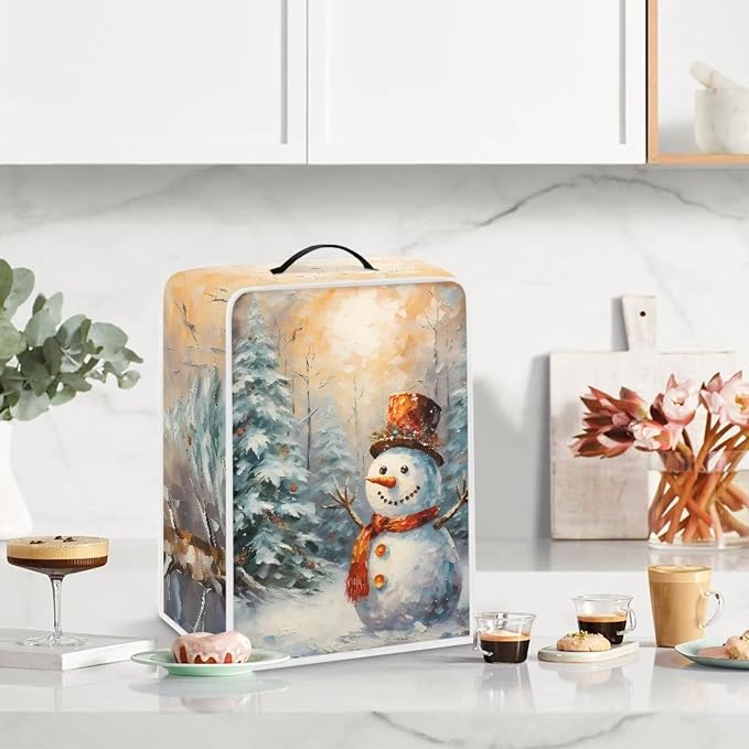 Happy Snowman Coffee Maker Dust Cover Lightweight Kitchen Appliance - Image 3