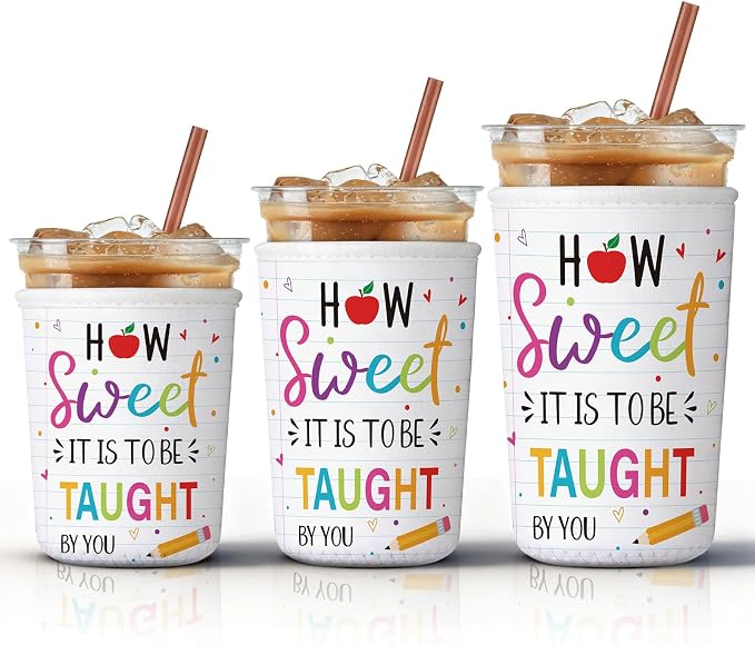 FoldTier 3 Pcs Teacher Appreciation Gifts Teachers Cup Sleeves Iced Coffee by FoldTier
